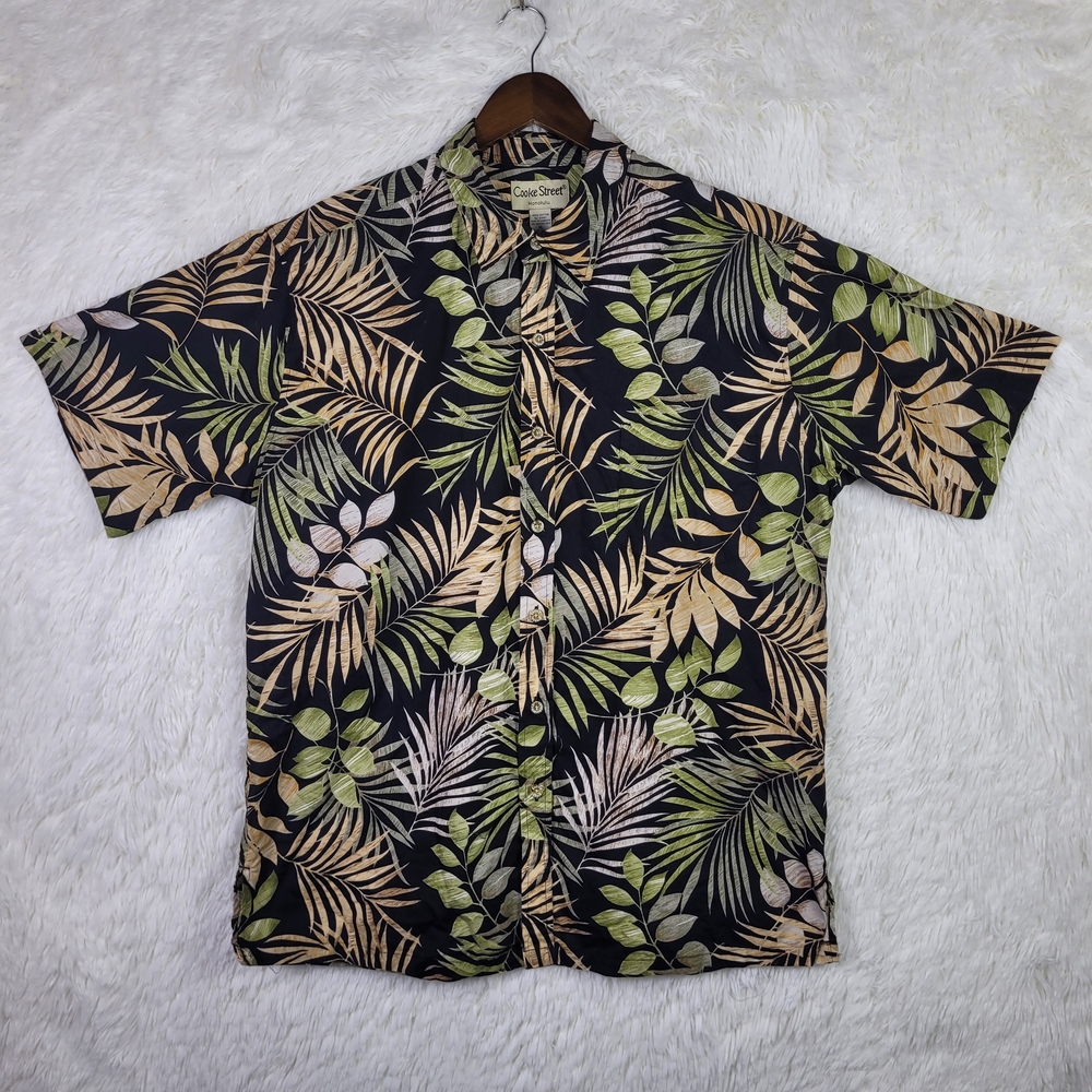 Large Cooke Street Honolulu Hawaiian Button Up Shirt Tropical Vacation‎ Grandpa